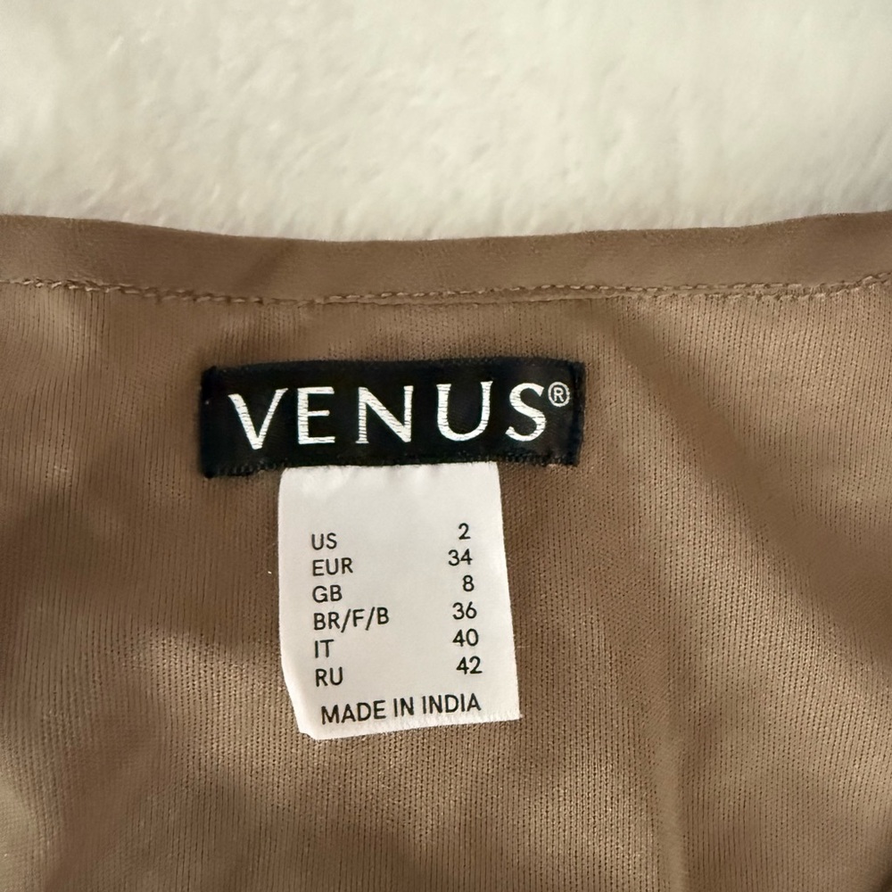 Venus Gold Sequins Chiffon Asymmetrical High Low Hem Lined Dress 2 - Picture 7 of 8